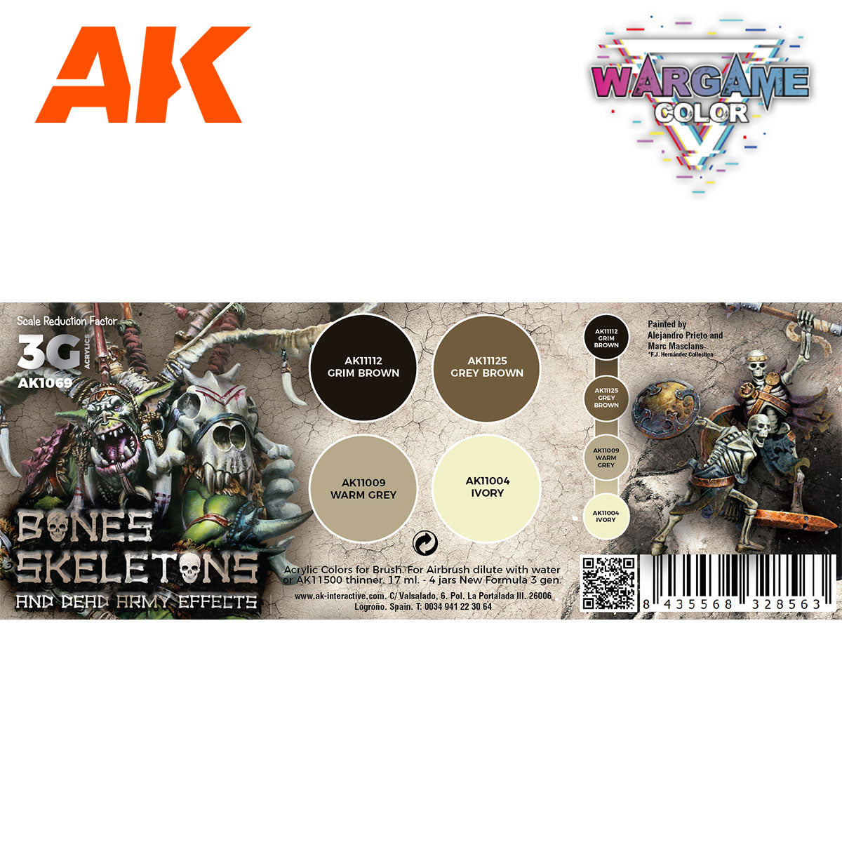AK Interactive Wargame 3GEN Color Set: Bones and Skeletons