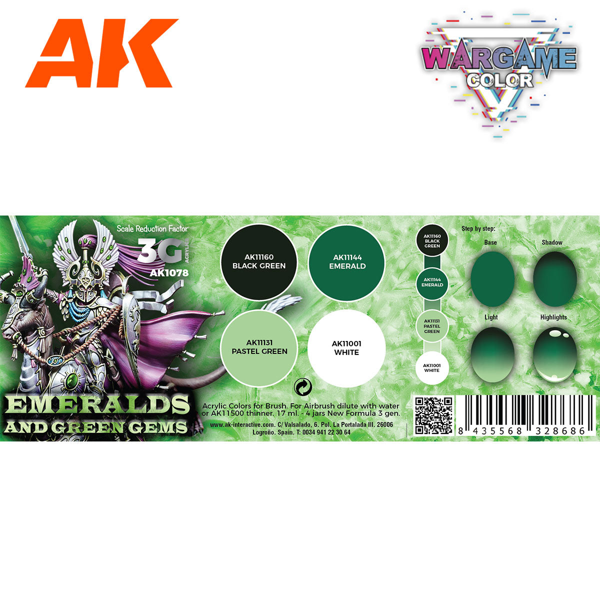 AK Interactive Wargame 3GEN Color Set: Emeralds and Green Gems