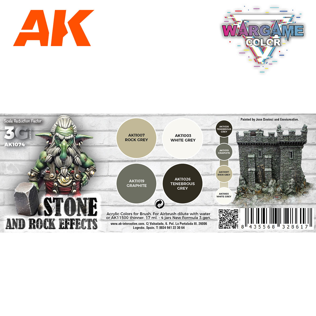 AK Interactive Wargame 3GEN Color Set: Stone and Rock Effects