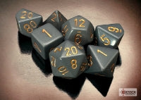 Chessex Dice - Set of 7 Dice - Opaque Dark Gray with Copper