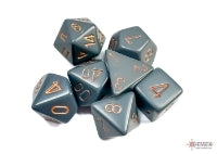 Chessex Dice - Set of 7 Dice - Opaque Dark Gray with Copper