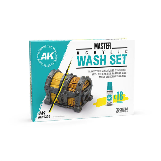 AK Interactive Master Acrylic Wash Set - Full Range 18 Colors