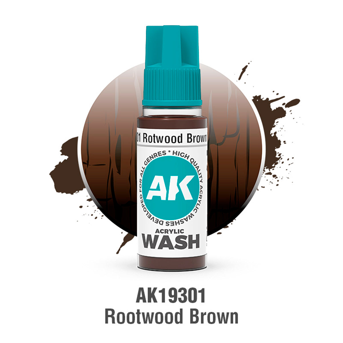 AK Interactive Acrylic Wash Rotwood Brown 18ml