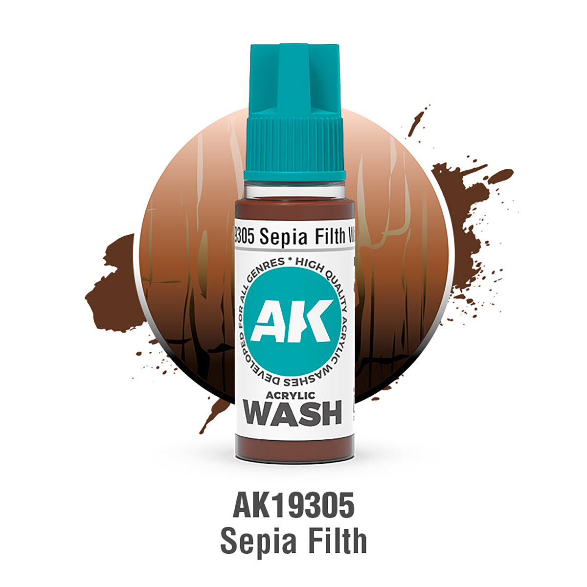 AK Interactive Acrylic Wash Sepia Filth 18ml