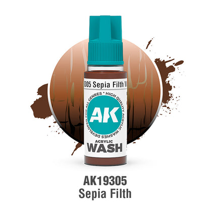 AK Interactive Acrylic Wash Sepia Filth 18ml