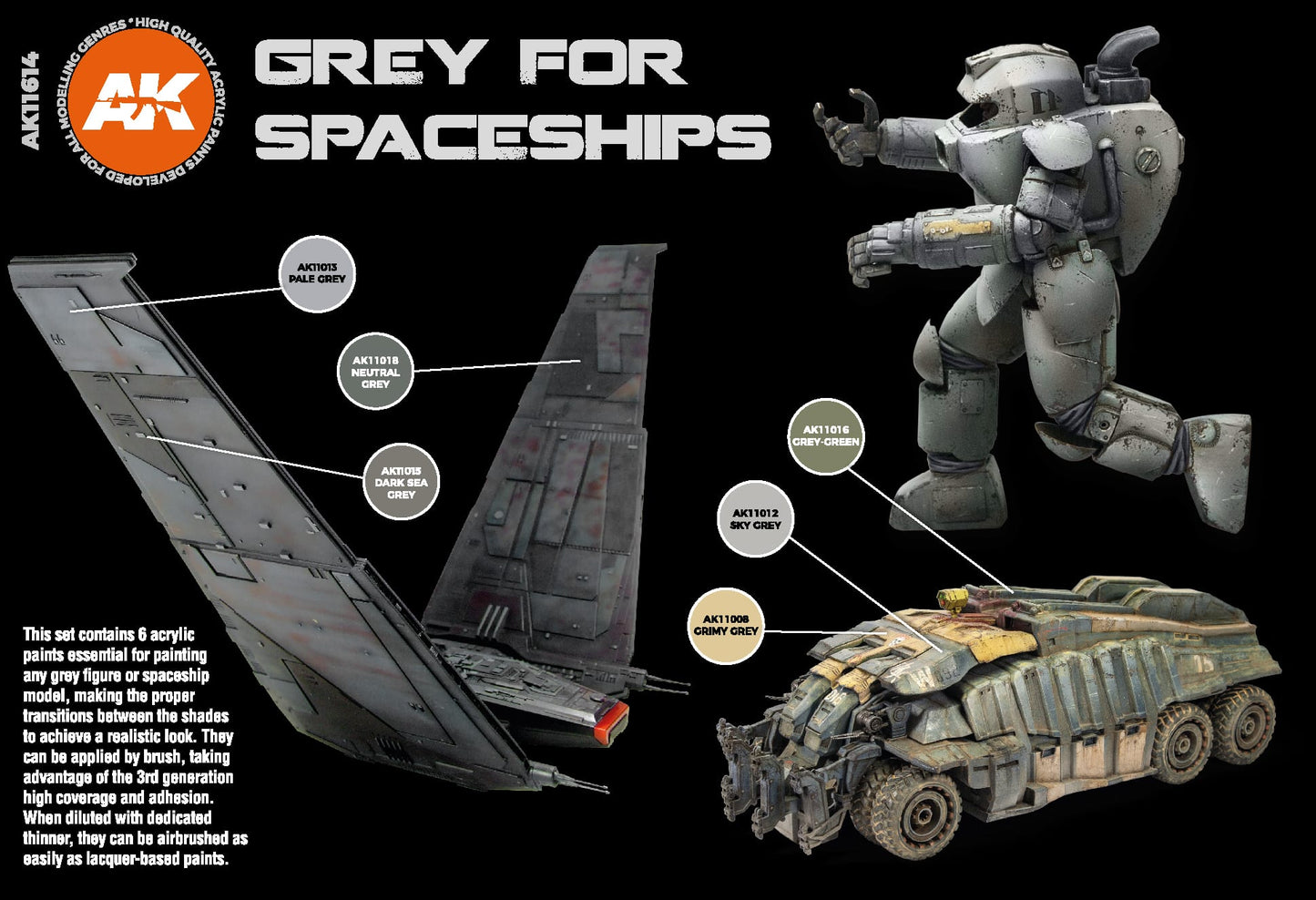 AK Interactive 3GEN Grey for Spaceships Colors Set