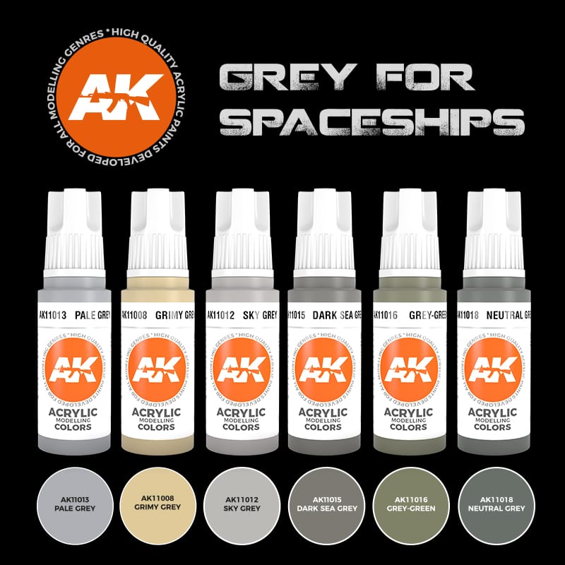 AK Interactive 3GEN Grey for Spaceships Colors Set