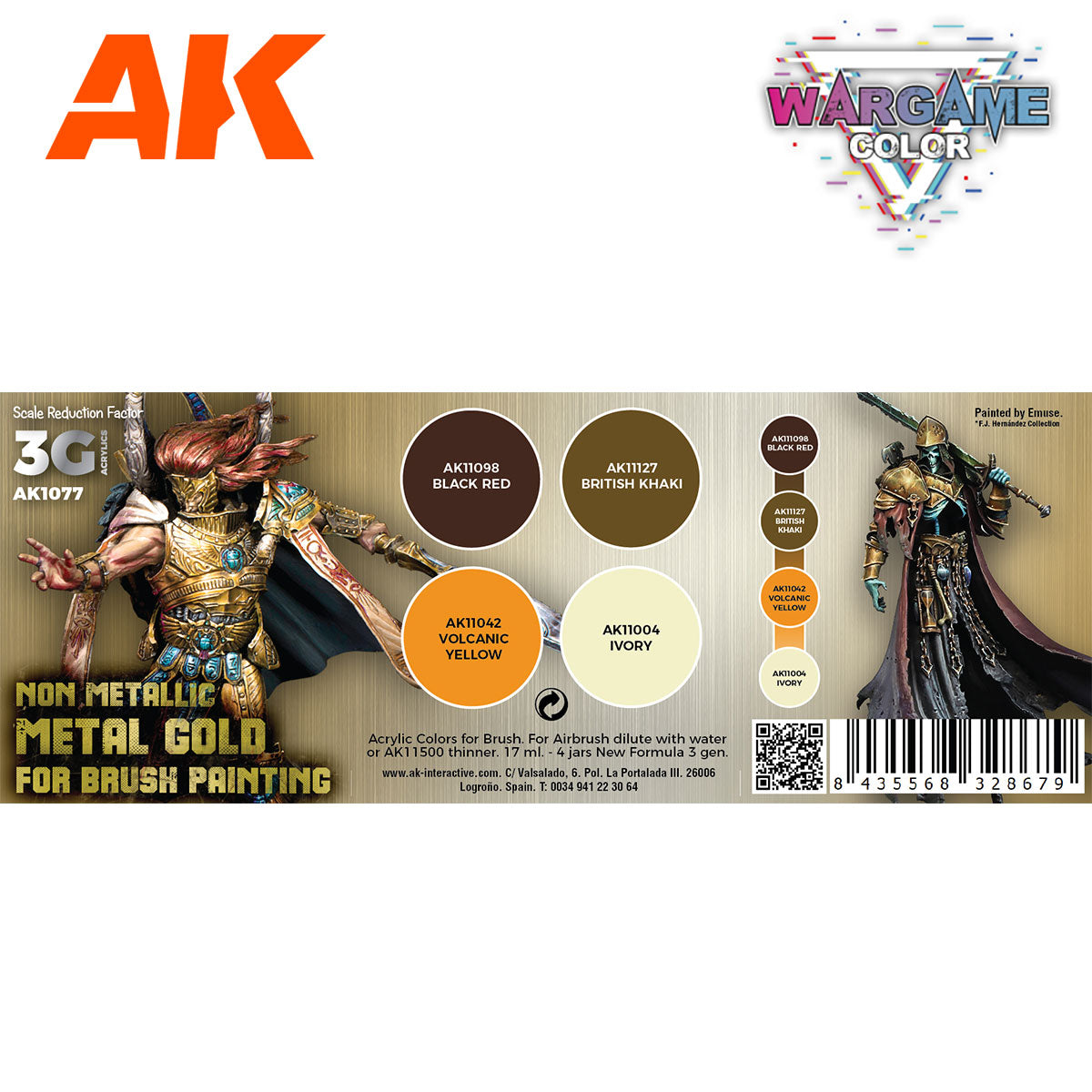AK Interactive Wargame 3GEN Color Set: Non Metallic Metal Gold