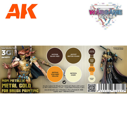AK Interactive Wargame 3GEN Color Set: Non Metallic Metal Gold
