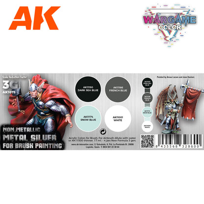 AK Interactive Wargame 3GEN Color Set: Non Metallic Metal Silver