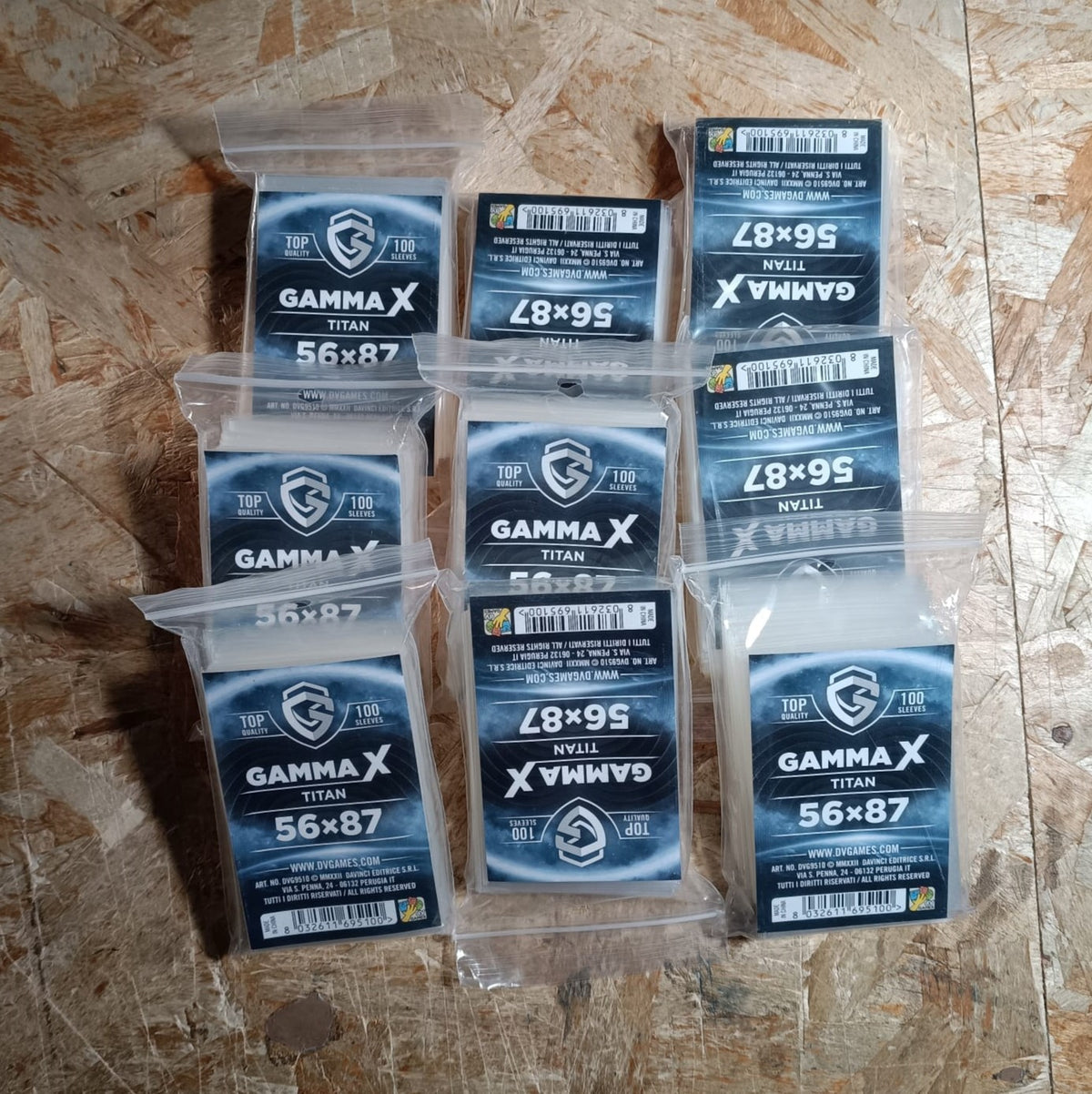 Lotto 9 pacchetti Bustine Protettive Gamma X Titan 56x87mm