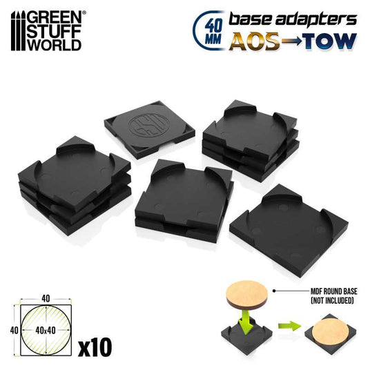 Round to Square Plastic Base Adapters - 40mm