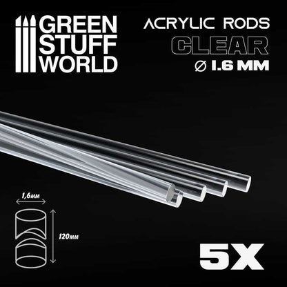 Clear Acrylic Rods - Round 1.6mm