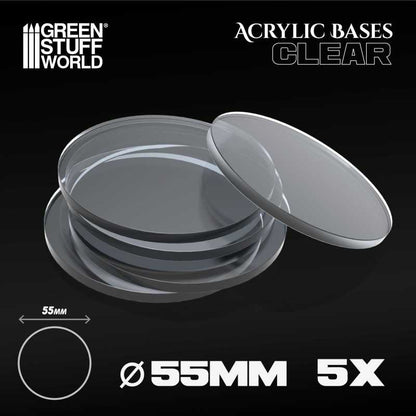 Clear Acrylic Bases - Round 55mm